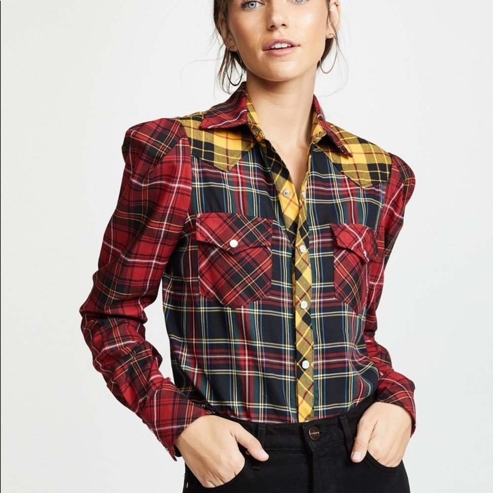Revolve Petersyn X Aldrich Tartan Plaid Shirt Top New NWT REG $389 - Picture 1 of 4
